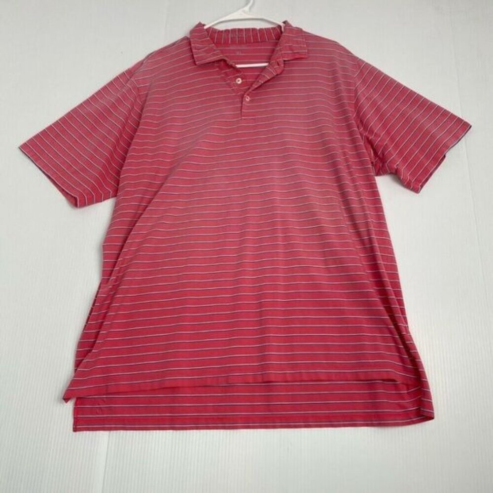 B.Draddy Pink Stripes Polo Shirt Men's Size XL Performance Golf 92% Pima.